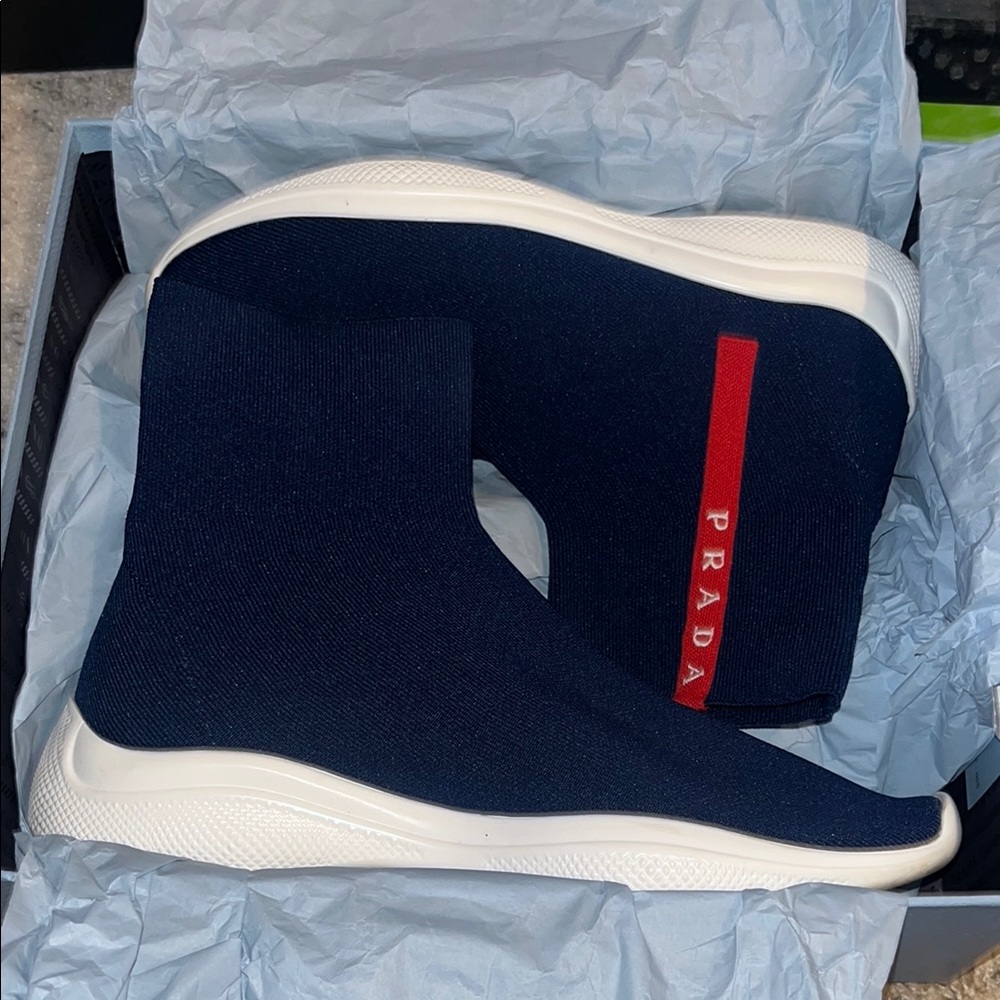 Prada Navy Sock Sneakers